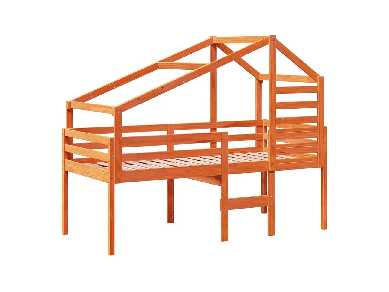 Hoogslaper zonder matras bruin gewaxt 90x200 cm massief grenenhout