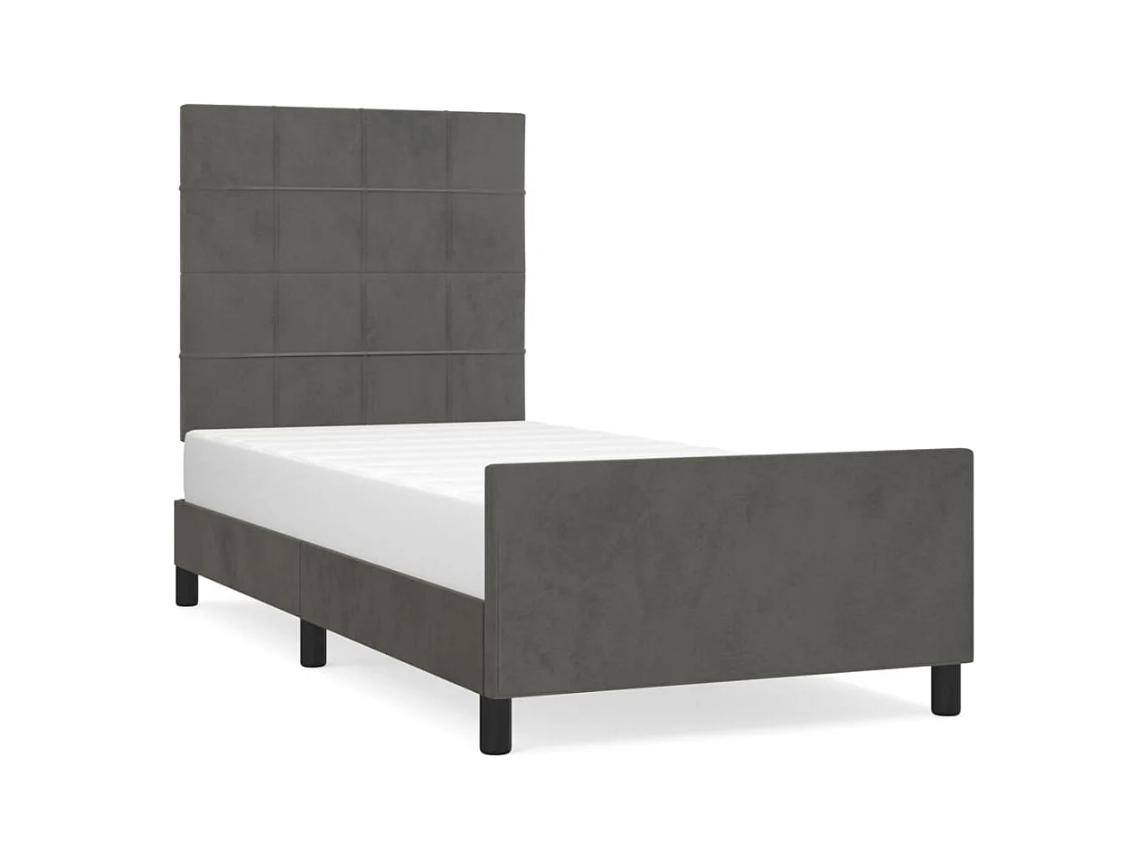 Struttura letto senza materasso grigio scuro 80x200 cm velluto