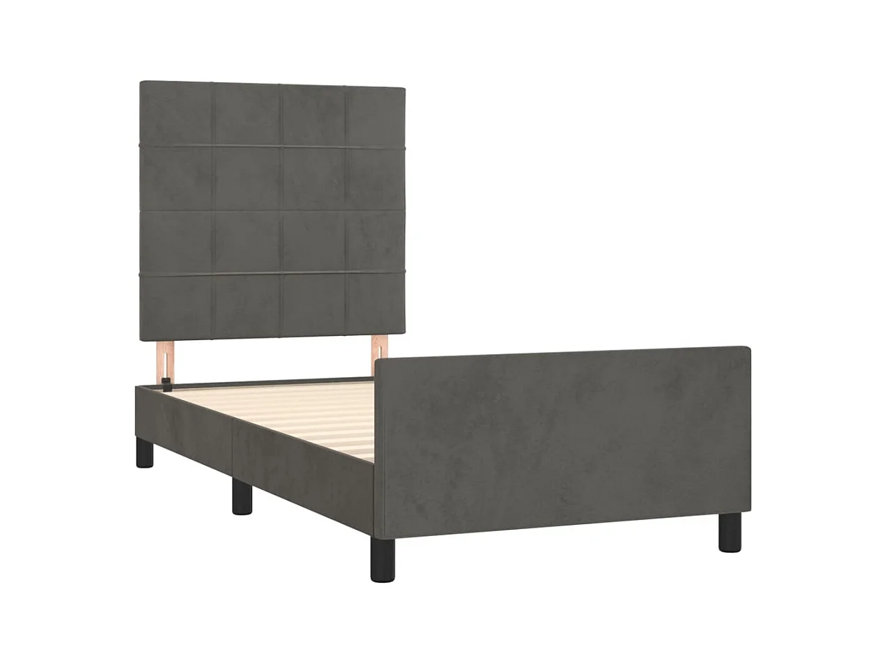 Struttura letto senza materasso grigio scuro 80x200 cm velluto