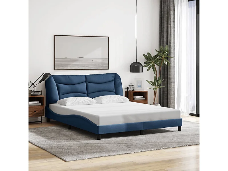 Bedframe met blauwe LED-verlichting 160x200 cm stof