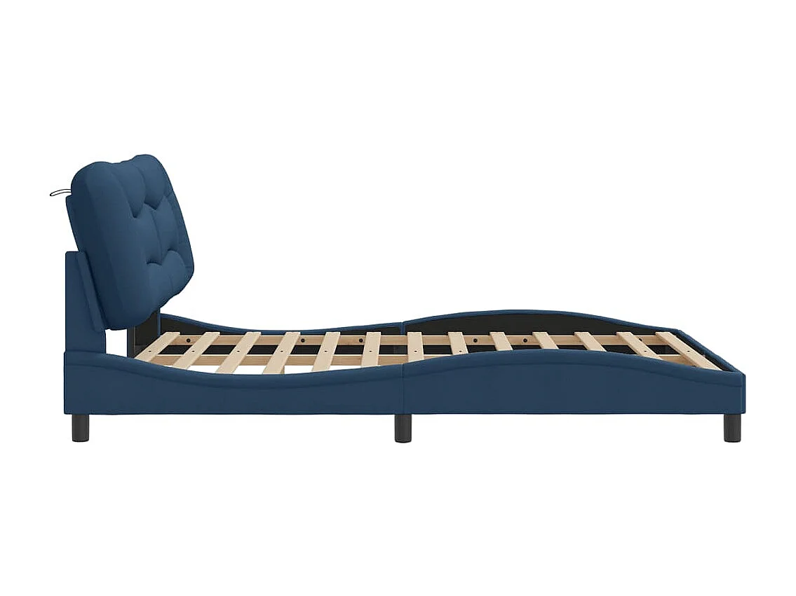 Cadre de lit avec lumières LED bleu 160x200 cm tissu