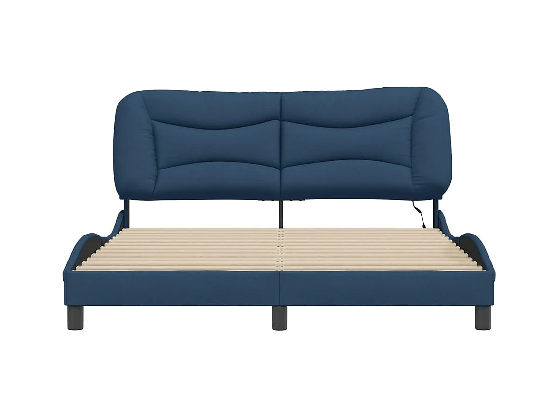 Estructura de cama con luces LED azules 160x200 cm tela