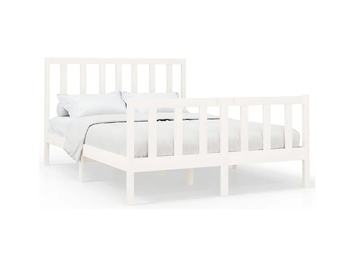 Struttura letto senza materasso bianco 140x200 cm in legno massello di pino