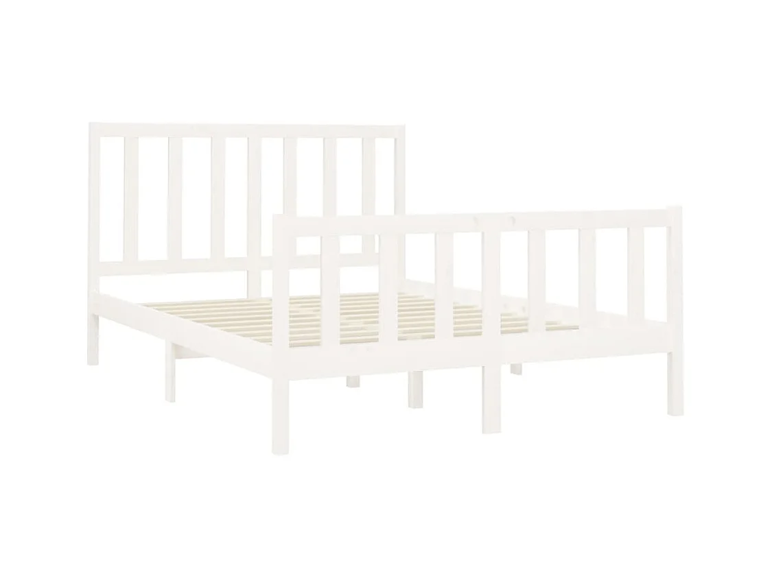 Struttura letto senza materasso bianco 140x200 cm in legno massello di pino