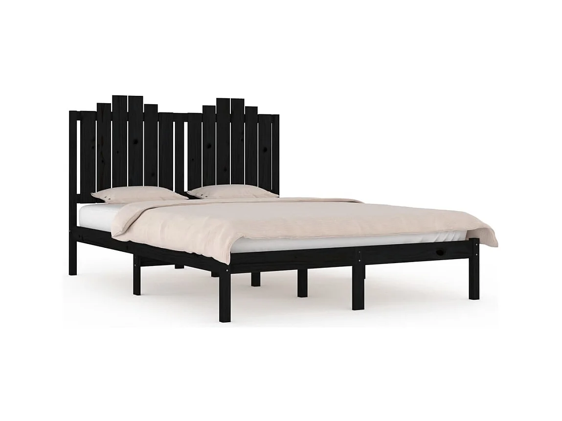 Struttura letto senza materasso in legno massello nero 200x200 cm