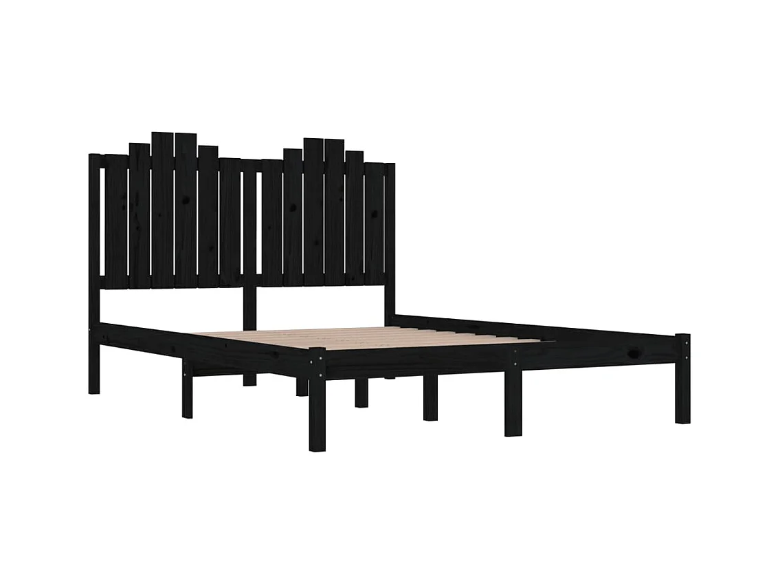 Struttura letto senza materasso in legno massello nero 200x200 cm