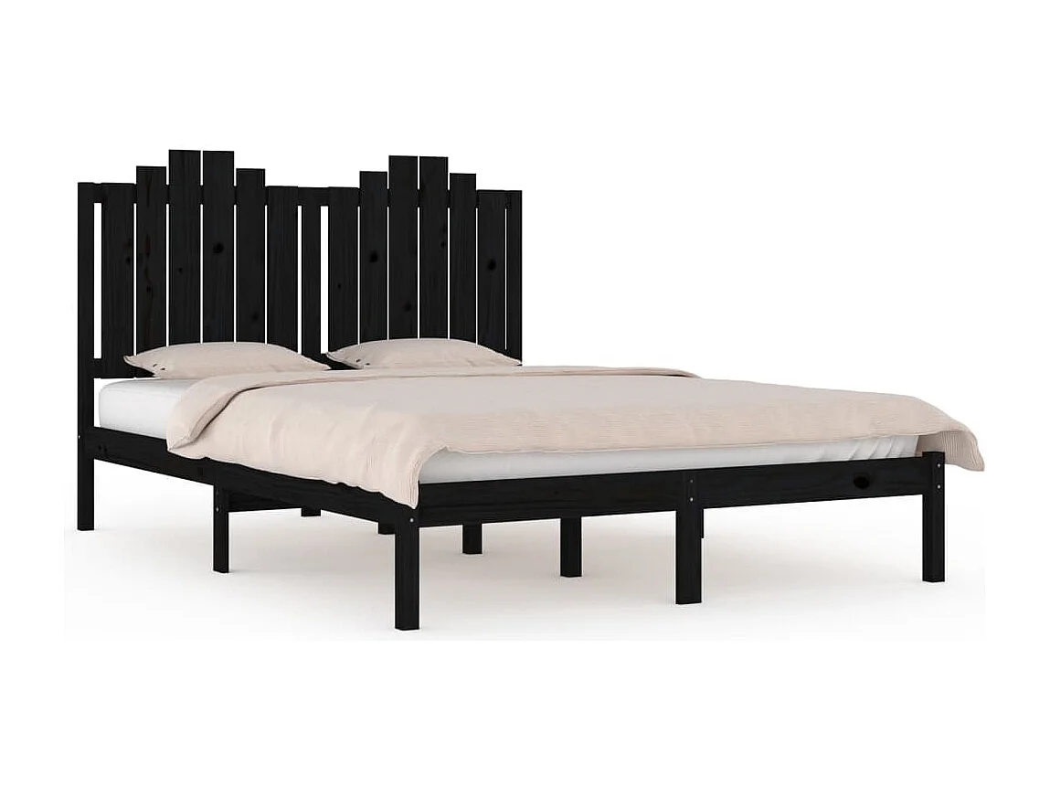 Cadre de lit sans matelas noir bois massif 200x200 cm