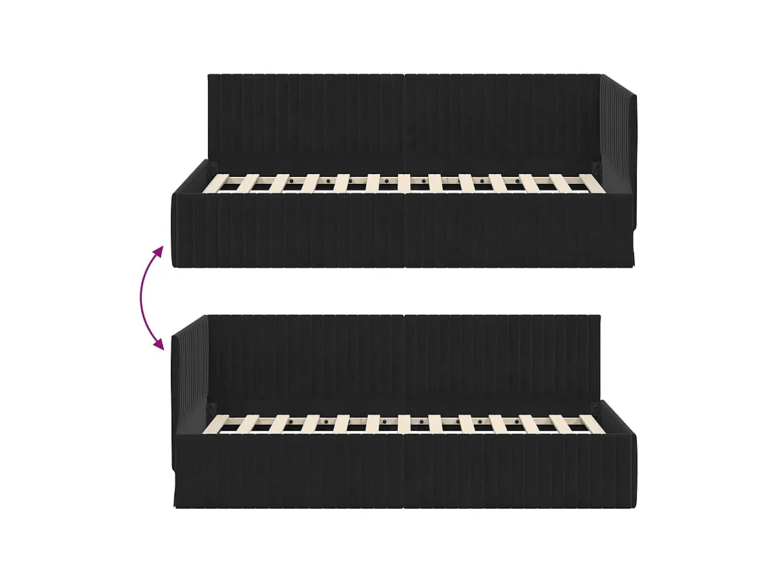 Hoekbedframe met hoofdbord Zwart 90 x 190 cm Fluweel