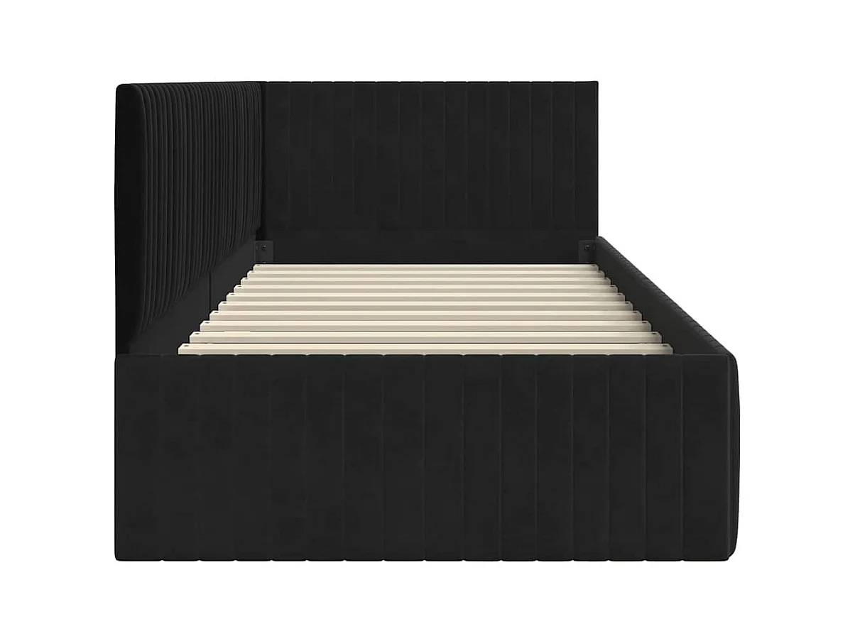 Hoekbedframe met hoofdbord Zwart 90 x 190 cm Fluweel