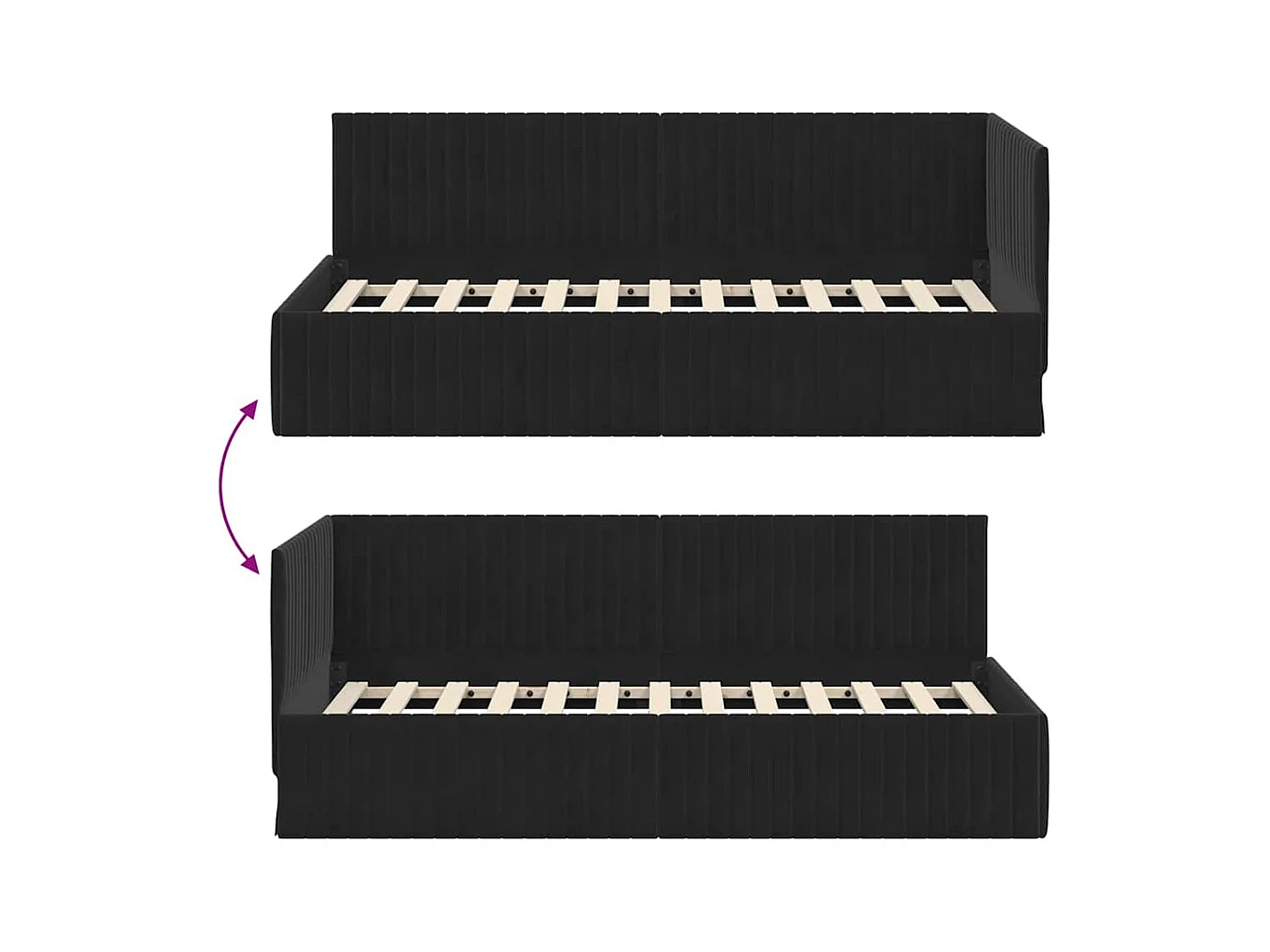 Hoekbedframe met hoofdbord Zwart 90 x 190 cm Fluweel