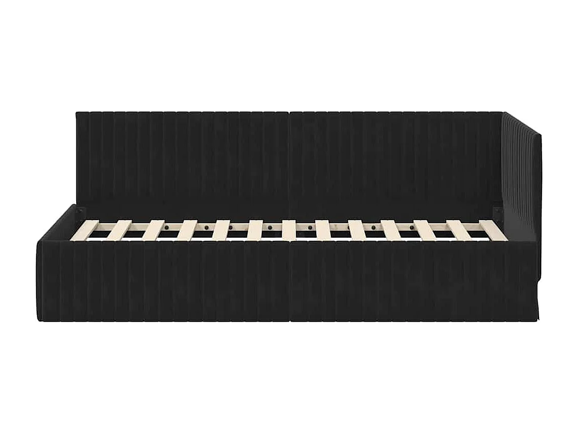 Cadre de lit d'angle avec tête de lit Noir 90 x 190 cm Velours