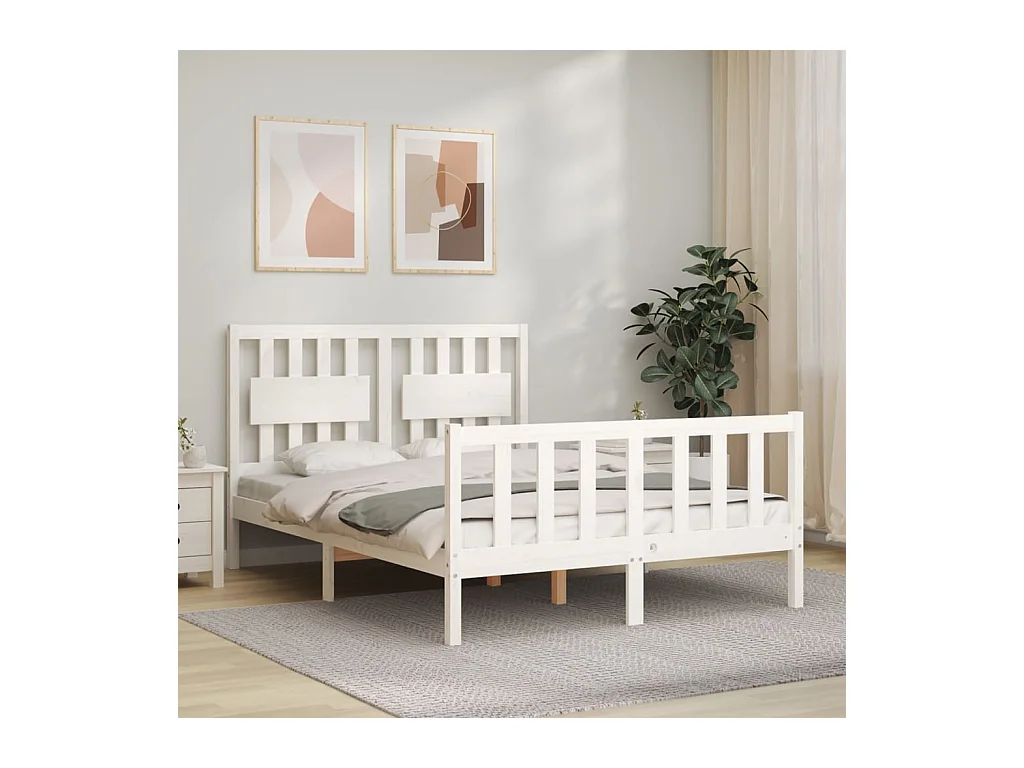 Bedframe zonder matras wit 140x190 cm massief grenenhout