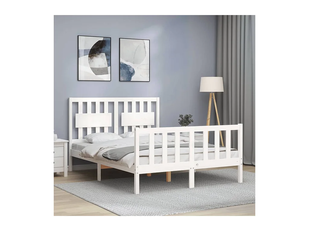 Bedframe zonder matras wit 140x190 cm massief grenenhout