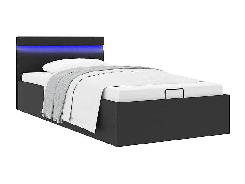 Hydraulisch opbergbedframe zonder matras met LED zwart