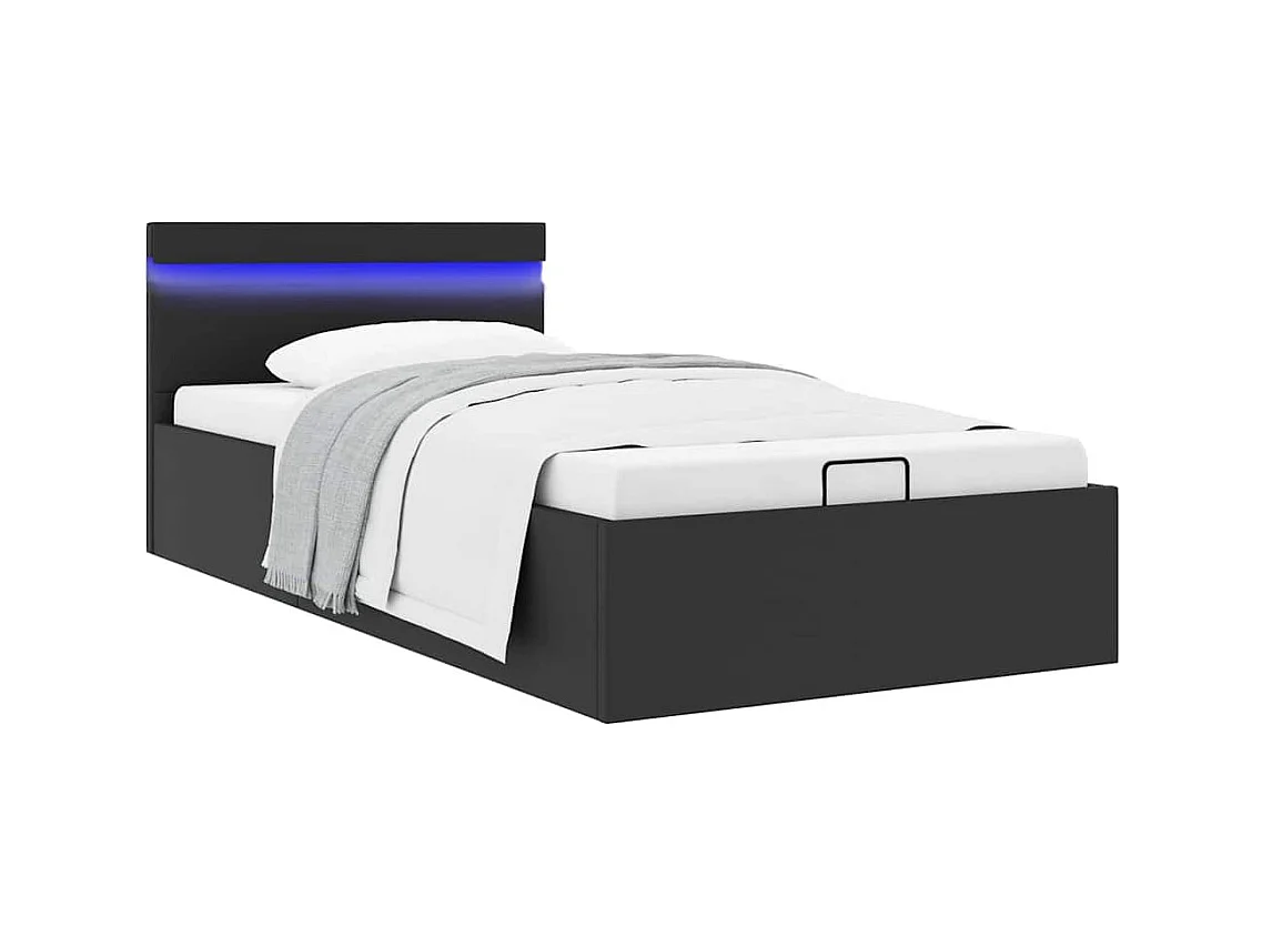 Hydraulisch opbergbedframe zonder matras met LED zwart