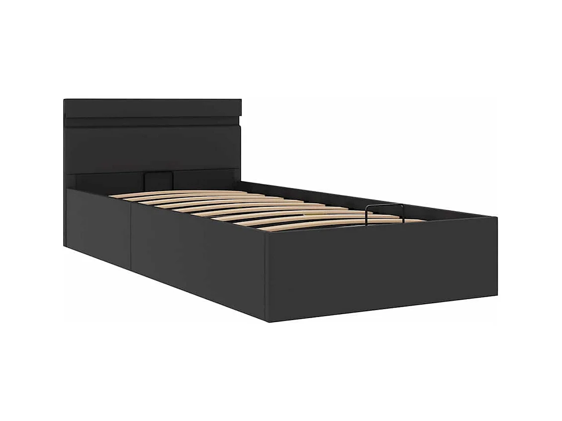Hydraulisch opbergbedframe zonder matras met LED zwart