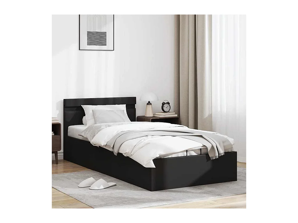 Hydraulisch opbergbedframe zonder matras met LED zwart