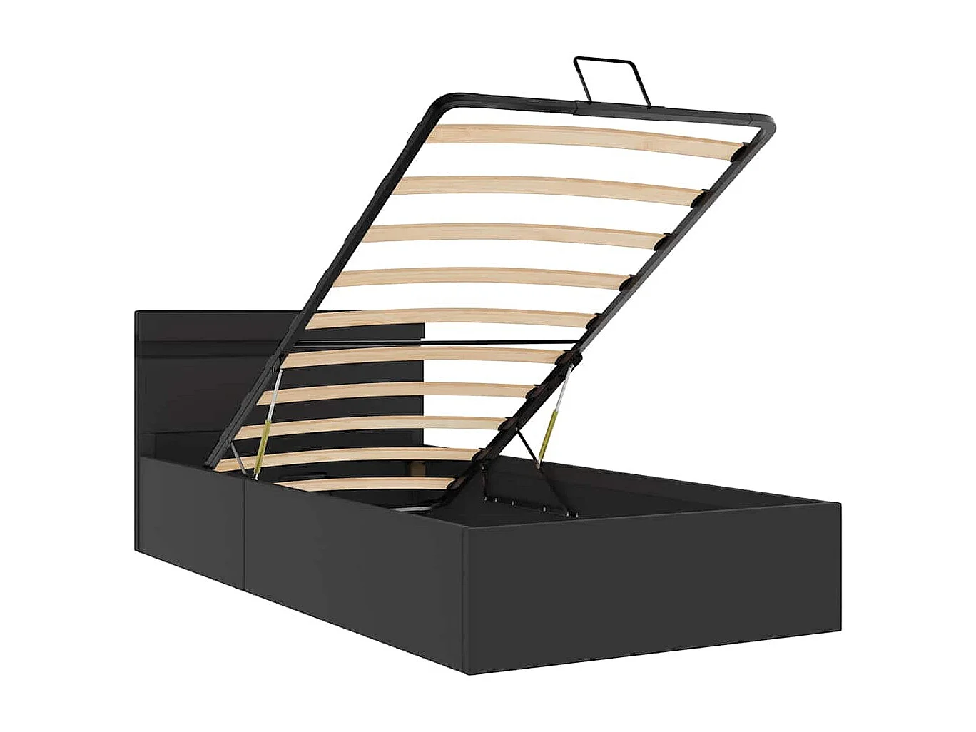 Hydraulisch opbergbedframe zonder matras met LED zwart