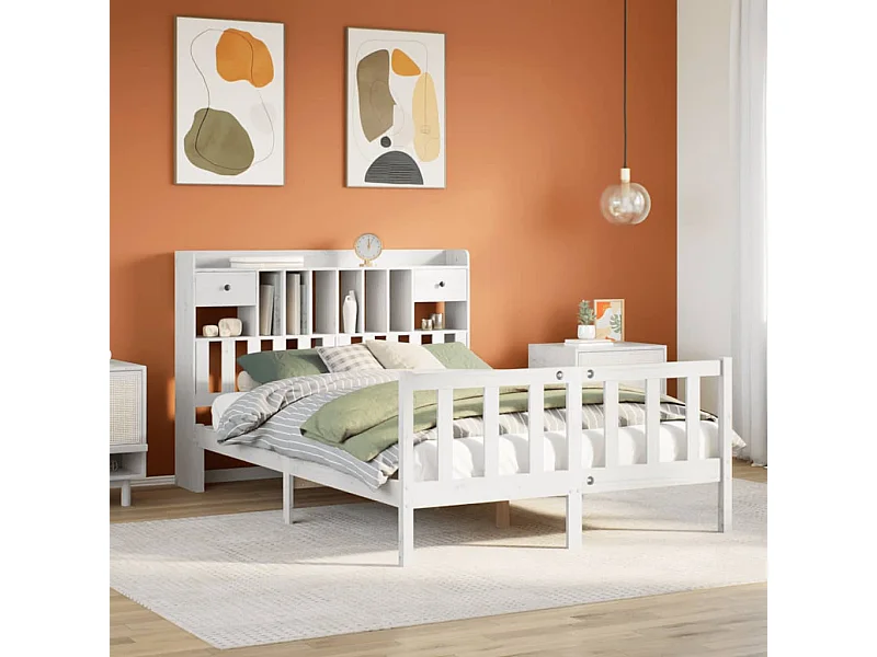 Wit boekenkastbed zonder matras 140x200 cm massief grenenhout