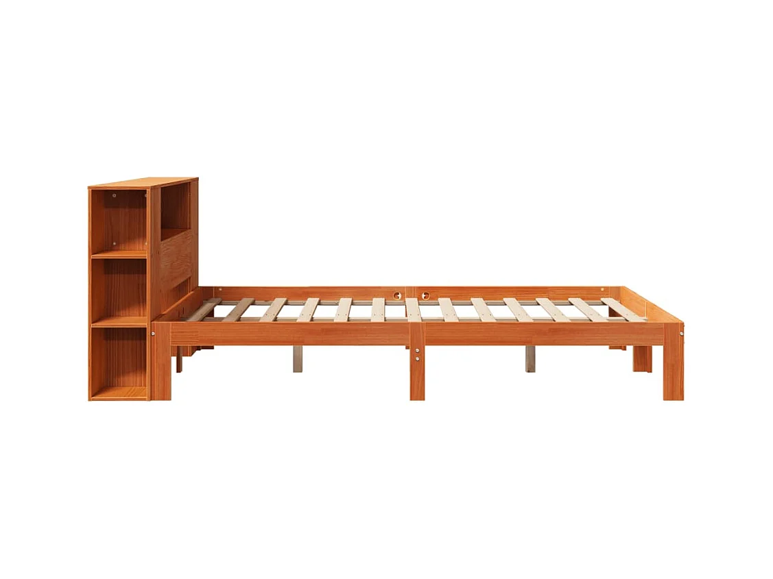 Cama biblioteca sin colchón marrón cera 140x190 cm pino macizo