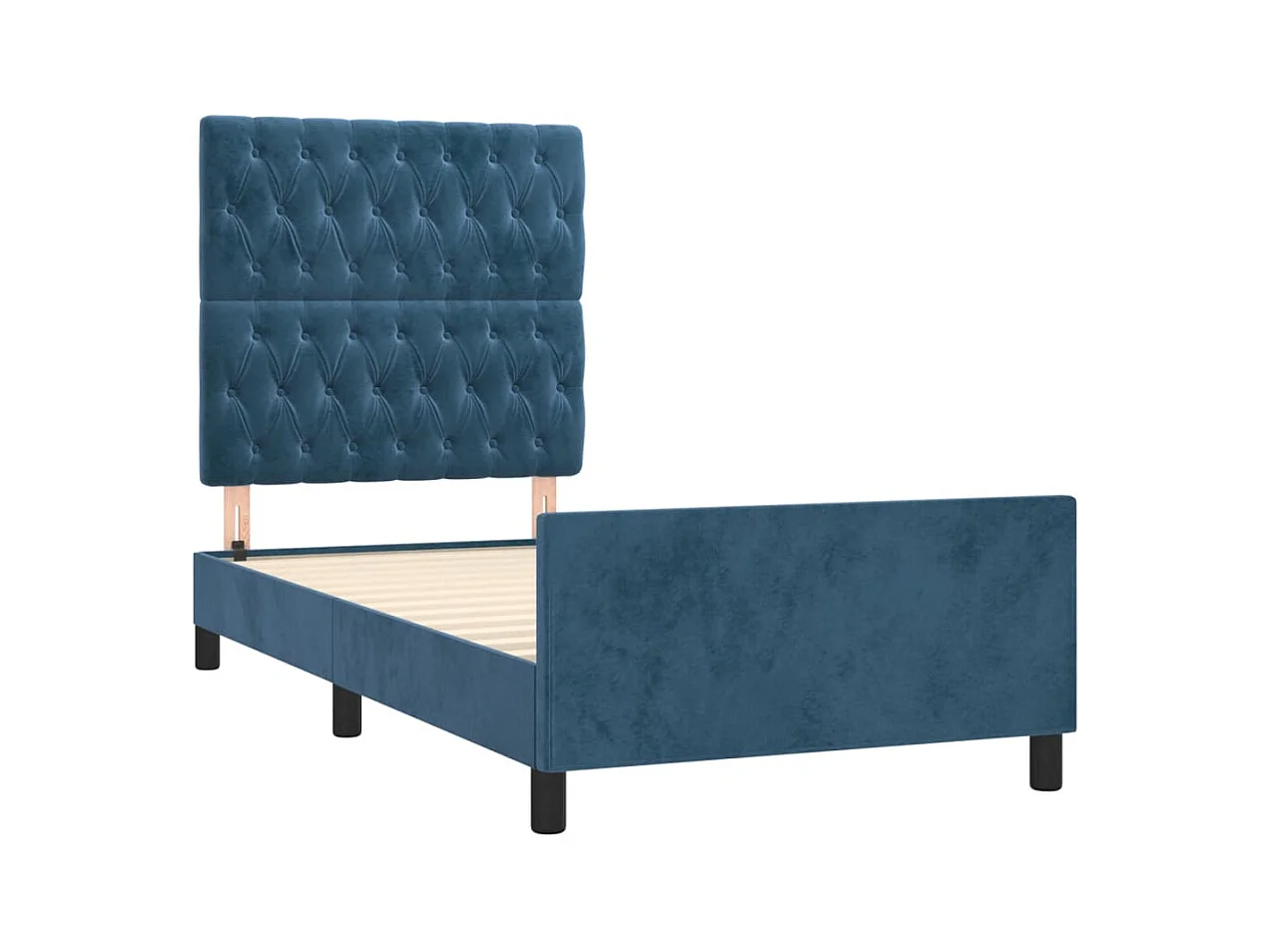 Struttura letto in velluto blu scuro senza materasso 90x190 cm