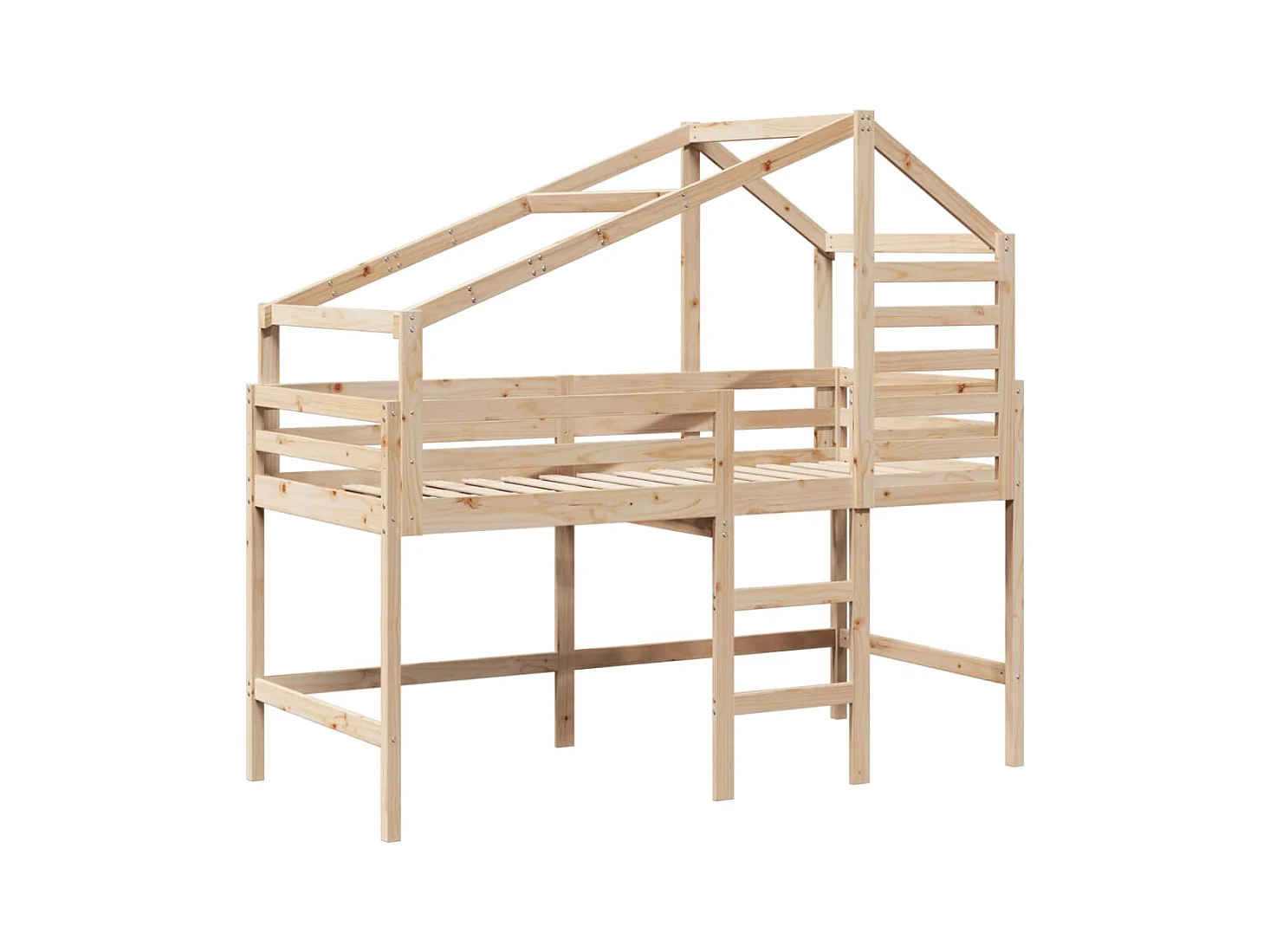 Letto a castello con scaletta e tetto senza materasso 80x200 cm