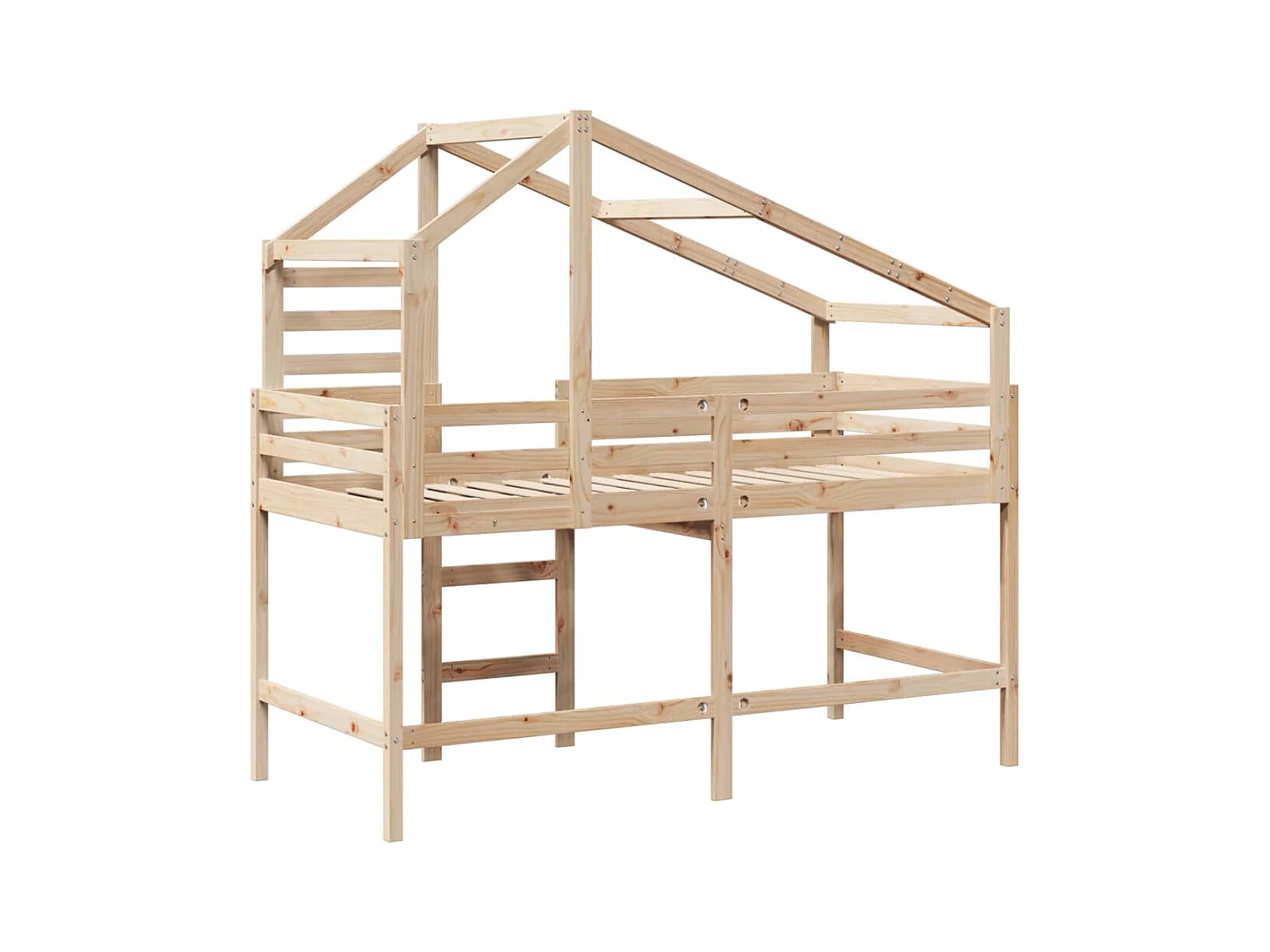 Letto a castello con scaletta e tetto senza materasso 80x200 cm