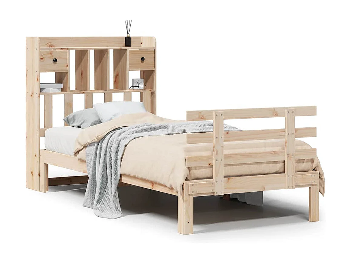 Bibliotheksbett ohne Matratze 75x190 cm Massivholz Kiefer