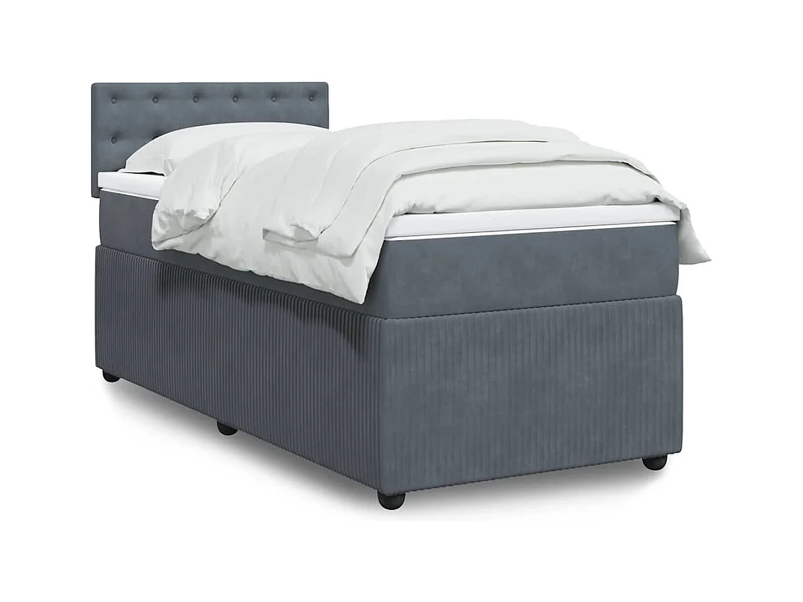 Somier de láminas y colchón Terciopelo Gris oscuro 90x190 cm