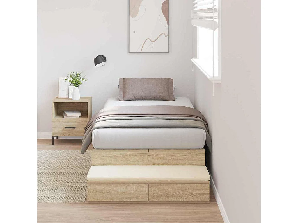 Struttura letto con contenitore Sonoma Oak 226,5 x 90 x 31,5 cm