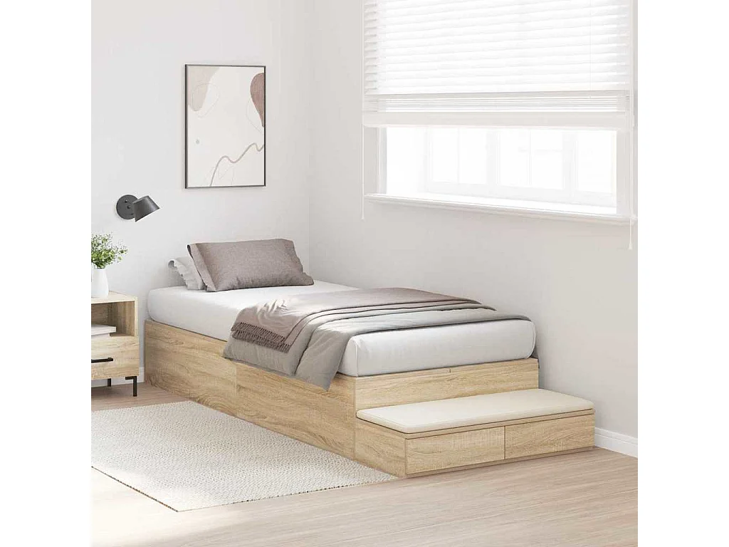 Struttura letto con contenitore Sonoma Oak 226,5 x 90 x 31,5 cm
