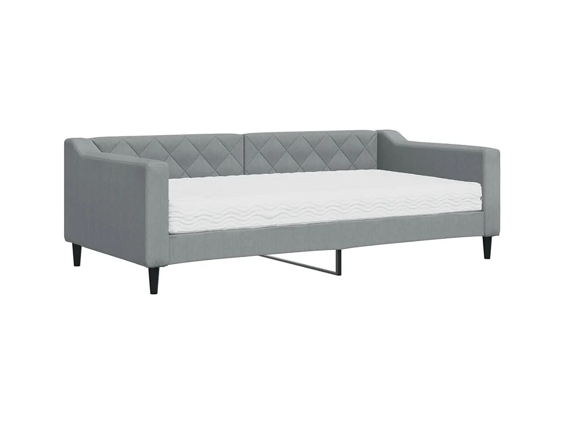 Divano letto con materasso grigio chiaro 90x190 cm tessuto