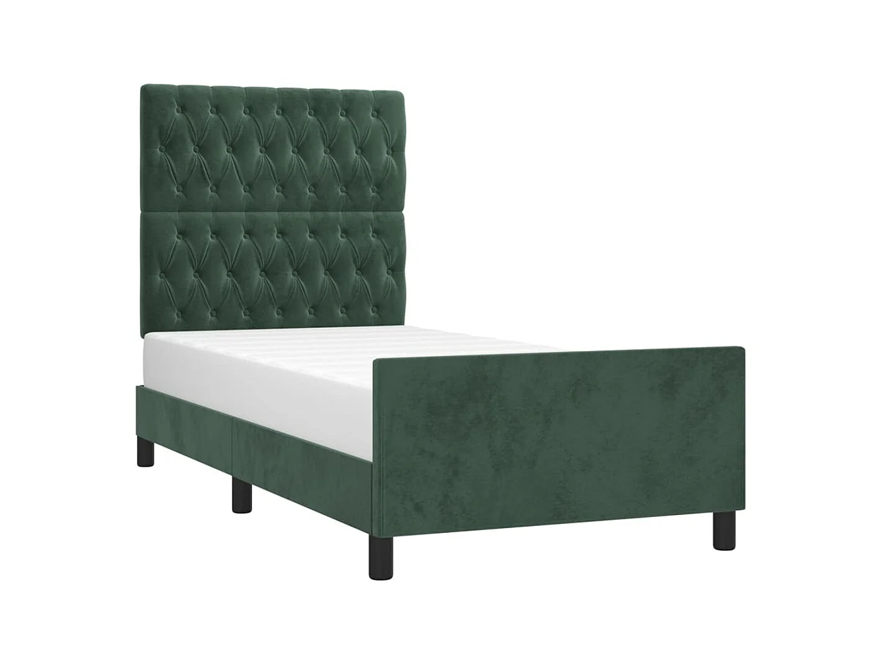 Cadre de lit sans matelas vert foncé 90x190 cm velours