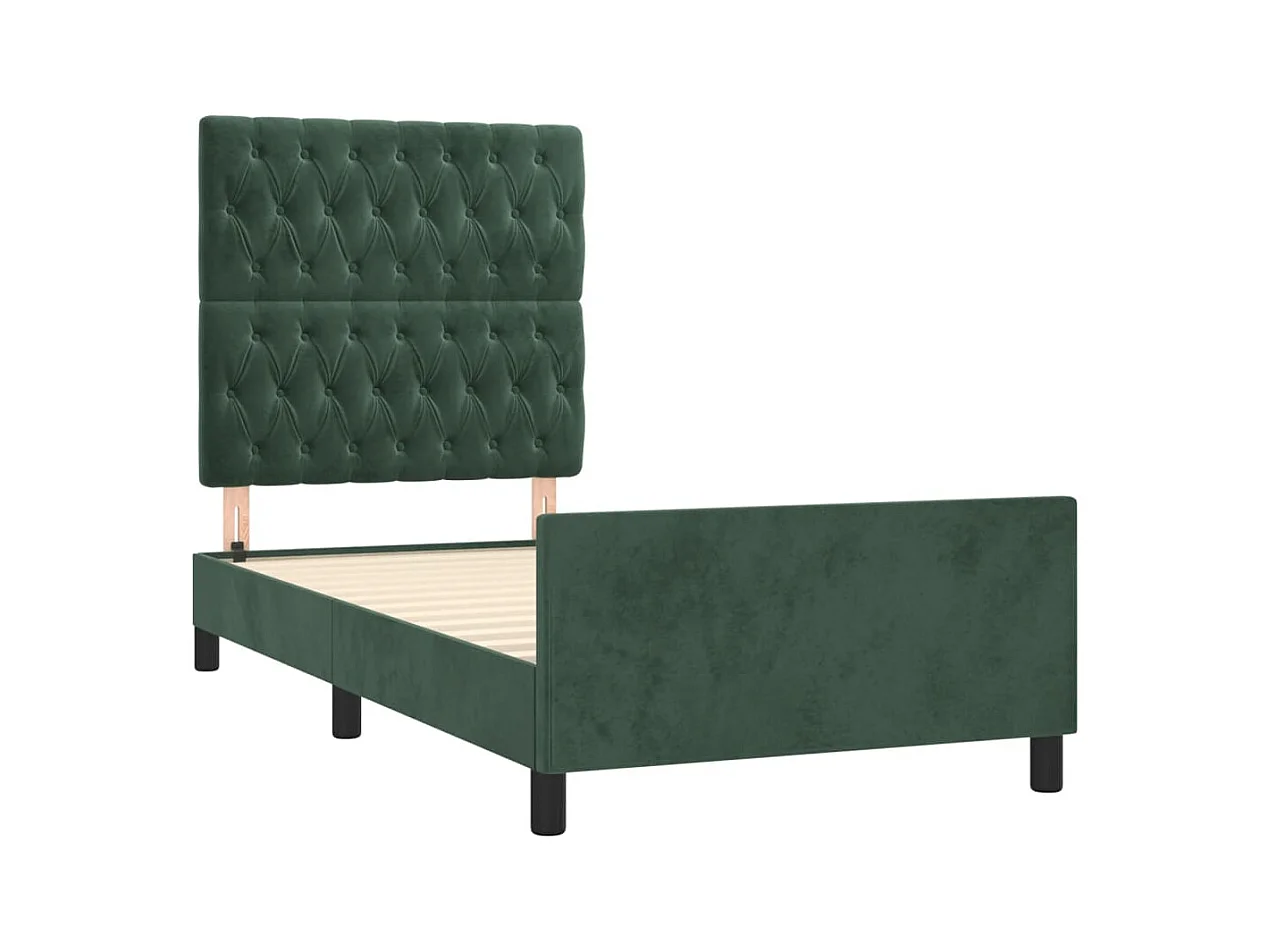 Cadre de lit sans matelas vert foncé 90x190 cm velours