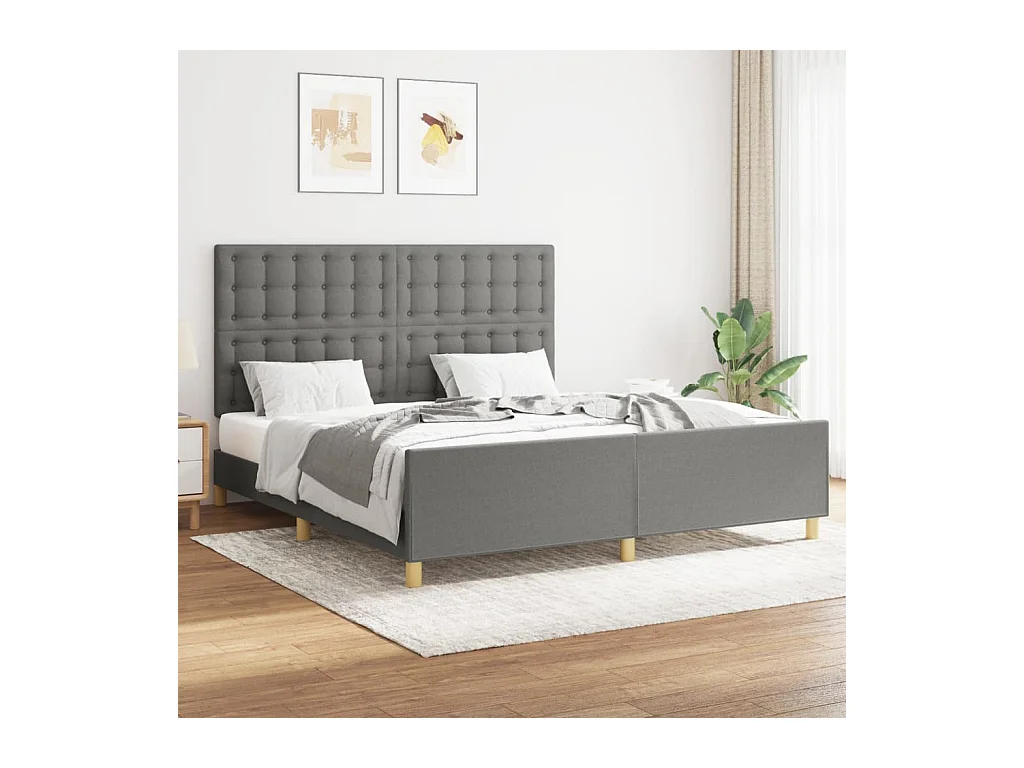 Struttura letto senza materasso tessuto grigio scuro 160x200 cm