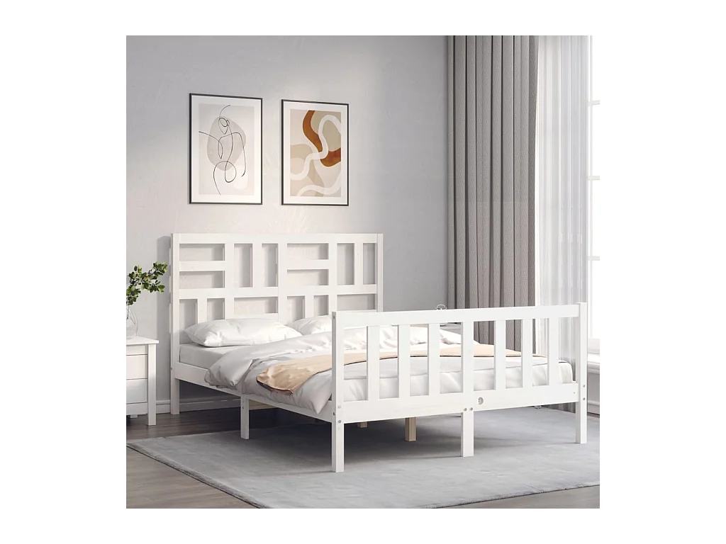 Bedframe zonder matras wit 140x190 cm massief grenenhout