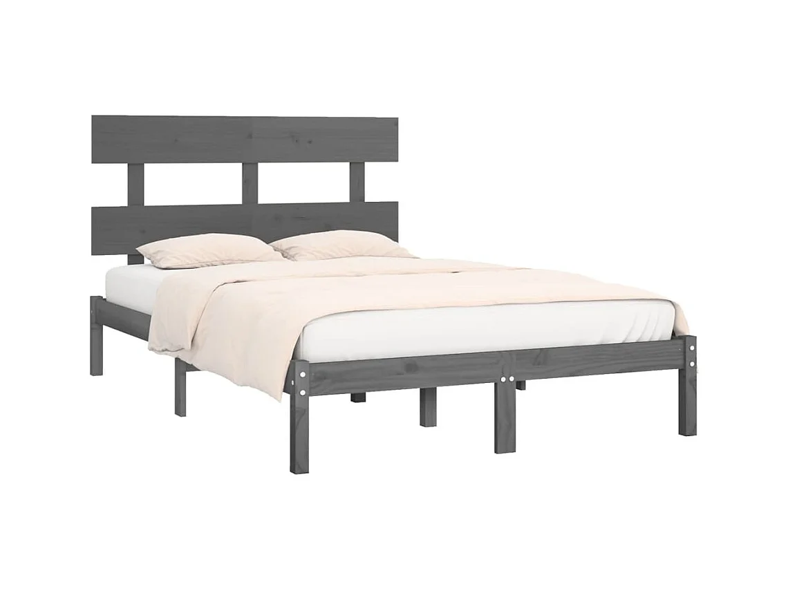 Bettgestell ohne Matratze grau 200x200 cm Massivholz