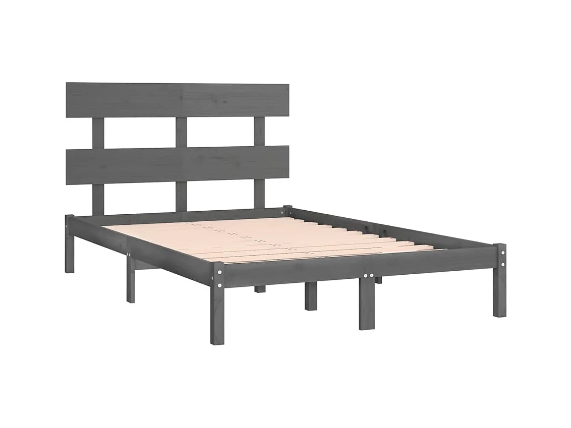 Bettgestell ohne Matratze grau 200x200 cm Massivholz