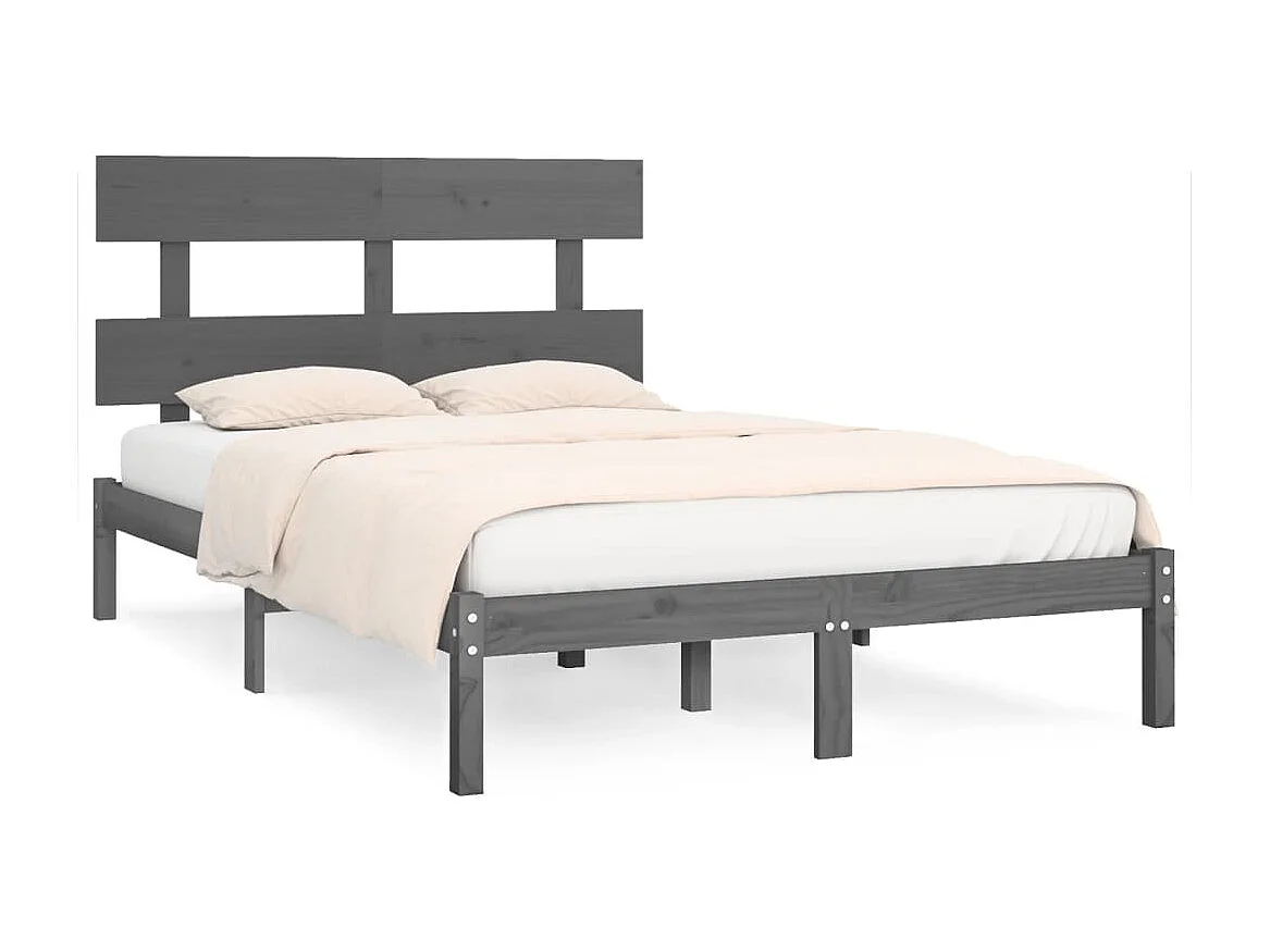 Cadre de lit sans matelas gris 200x200 cm bois massif