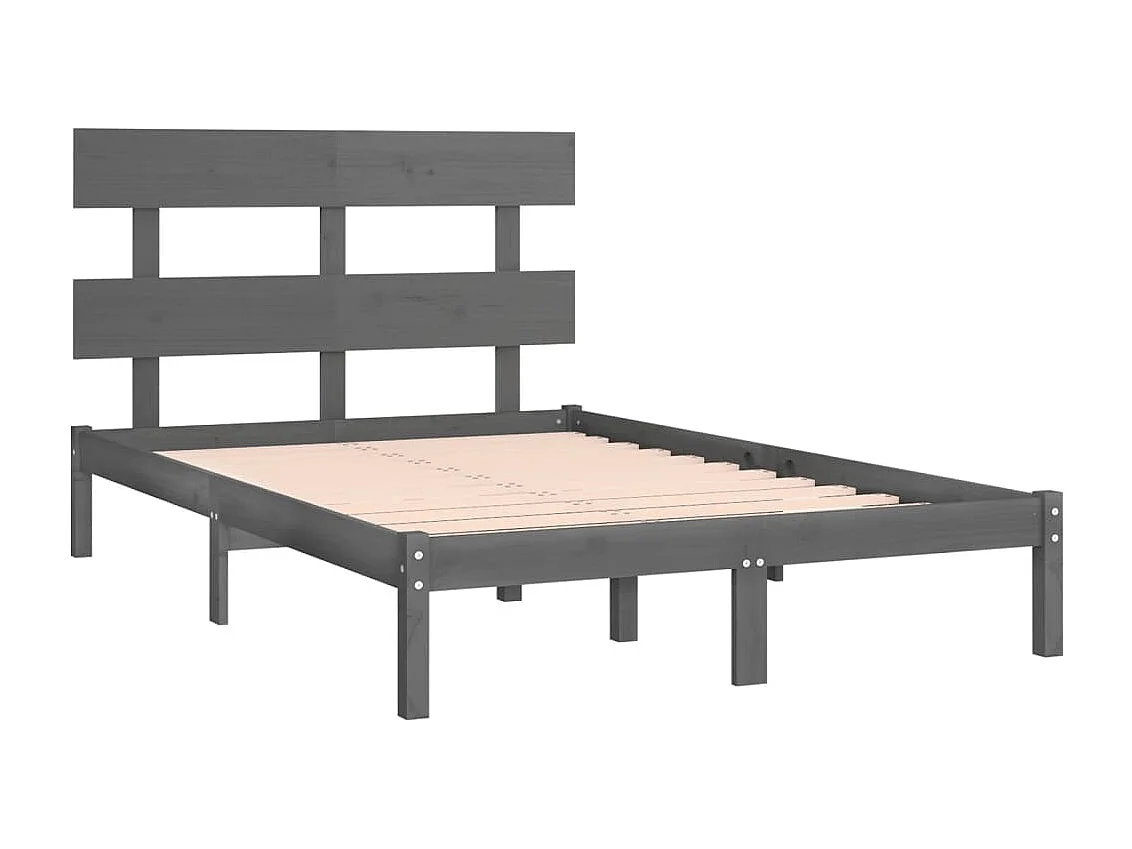 Cadre de lit sans matelas gris 200x200 cm bois massif
