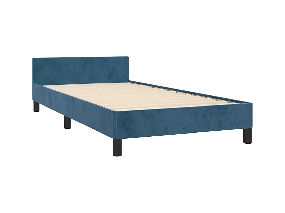 Estructura de cama de terciopelo azul oscuro sin colchón 90x190 cm