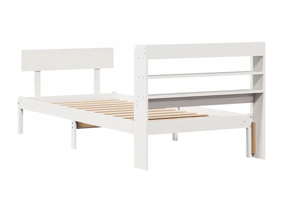 Struttura letto senza materasso bianco 90x200 cm in legno massello di pino