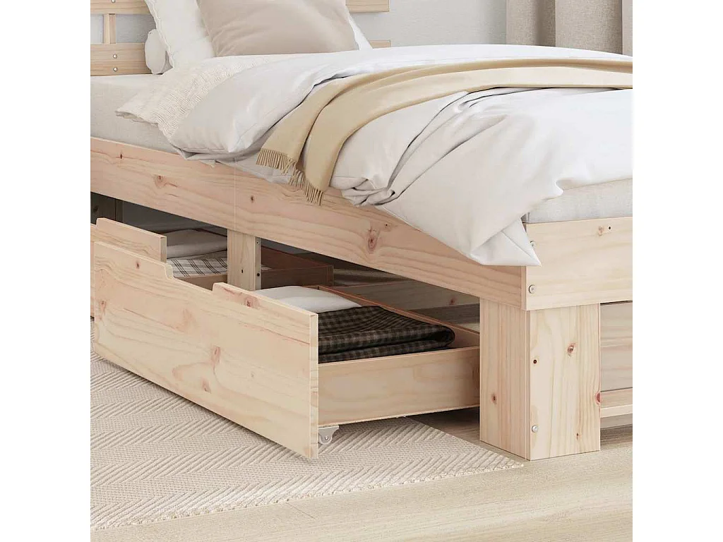 Bedframe met lade Bruin 75 x 190 cm Massief grenenhout