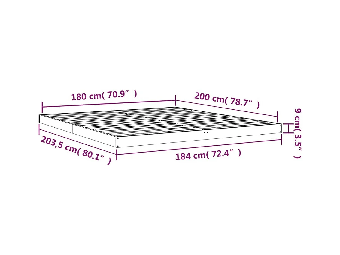 Bedframe zonder matras wit 180x200 cm massief grenenhout