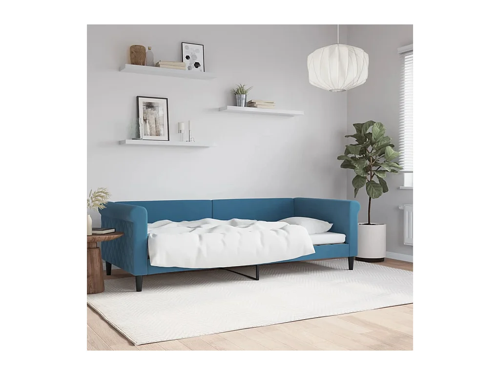 Daybed zonder matras blauw 90x200 cm fluweel
