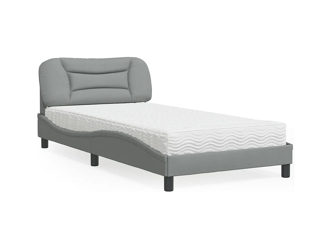 Bed met lichtgrijze matras 100x200 cm stof