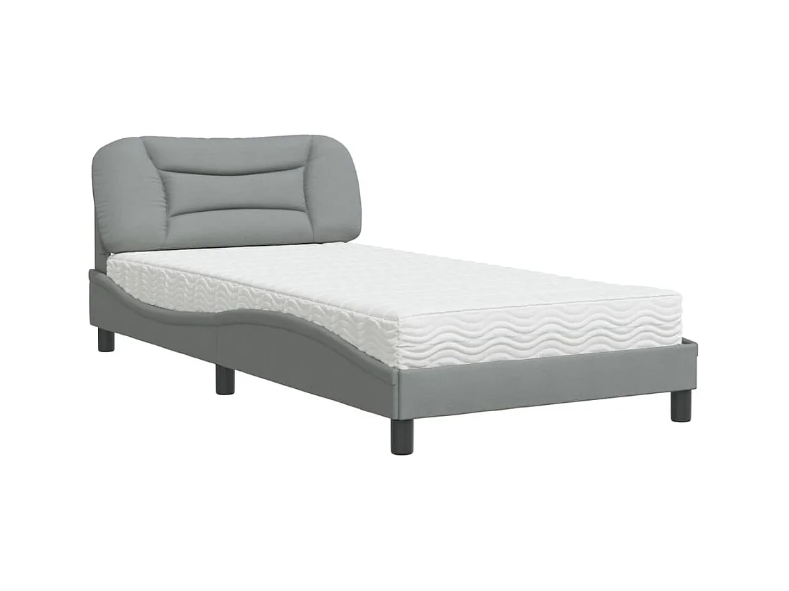 Bed met lichtgrijze matras 100x200 cm stof