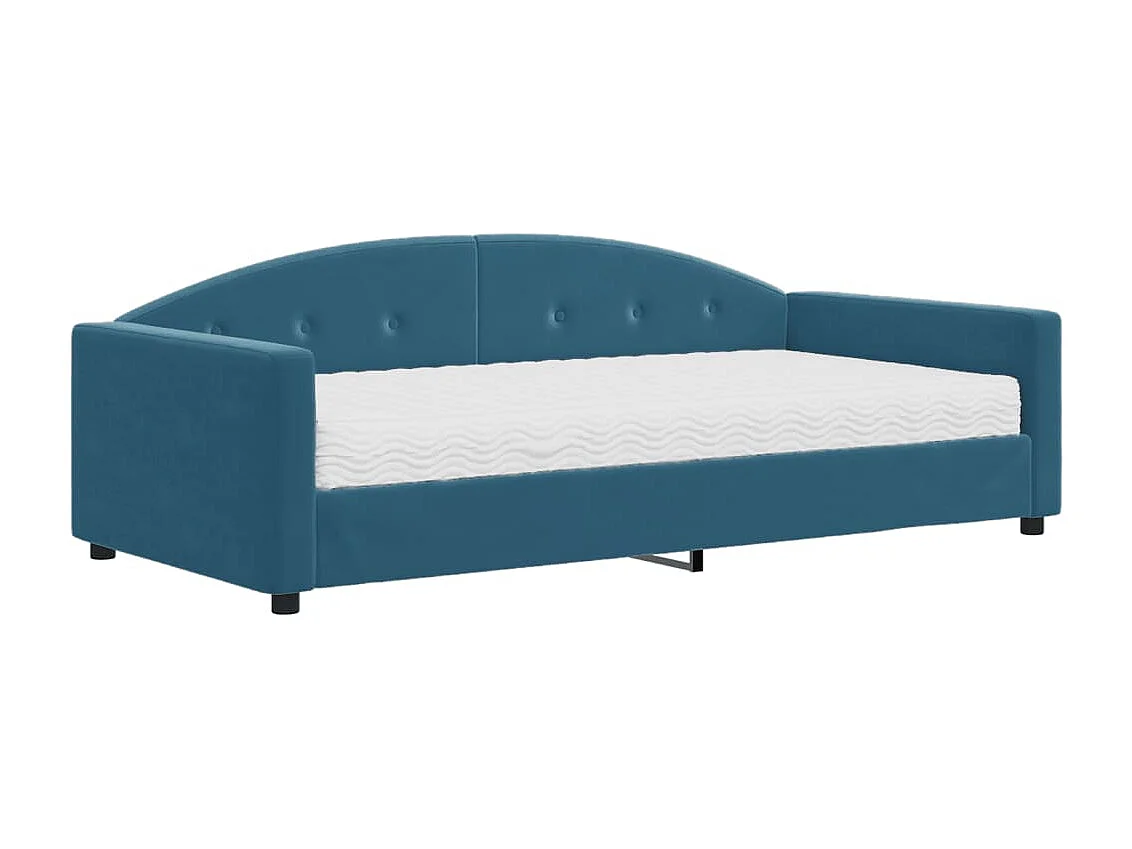 Lit de jour avec matelas bleu 100x200 cm velours
