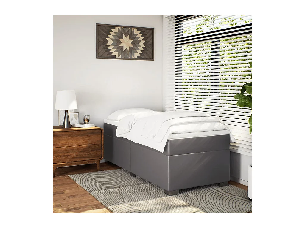 Lattenrost mit Matratze Grau 80x200 cm Kunstleder