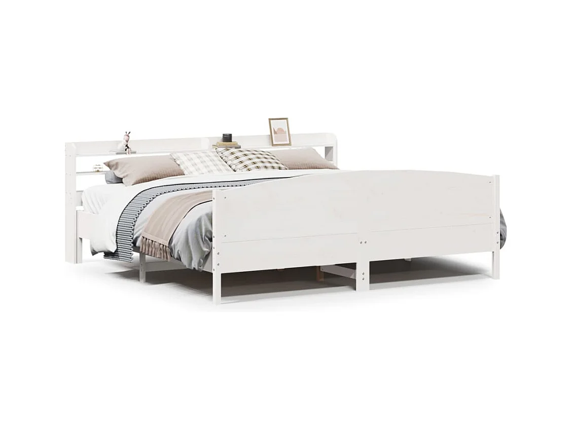 Struttura letto senza materasso bianco 180x200 cm in legno massello di pino